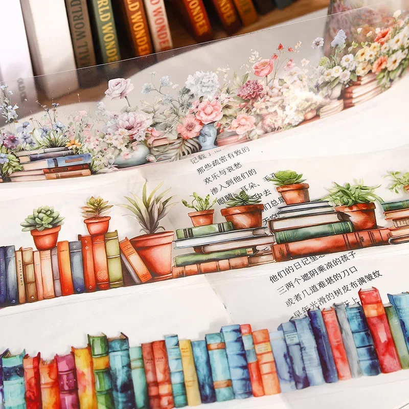 1Roll Tape PET TapesBook Adhesives Ocean Landscape Potting Bookscape Material Cruise Reading DIY DIY Scrapbook 50mm*2m 4