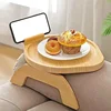 1pc Sofa Arm Tray Table with Phone Holder Sofa Armrest Clip-On Tray Wooden Couch Arm Tray for Remote Control Snacks Coffee Cups 4