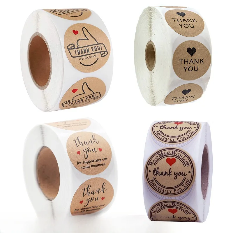 

Reward Stickers School teacher Kids love sticker Thank You pink round Tags Hand-made label for baking decoration 50/500PCS