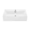 Wall-Mount Bathroom Sink Ceramic Scratch Resistant Single Faucet Hole Drain Claire Collection Multi-Functional 2