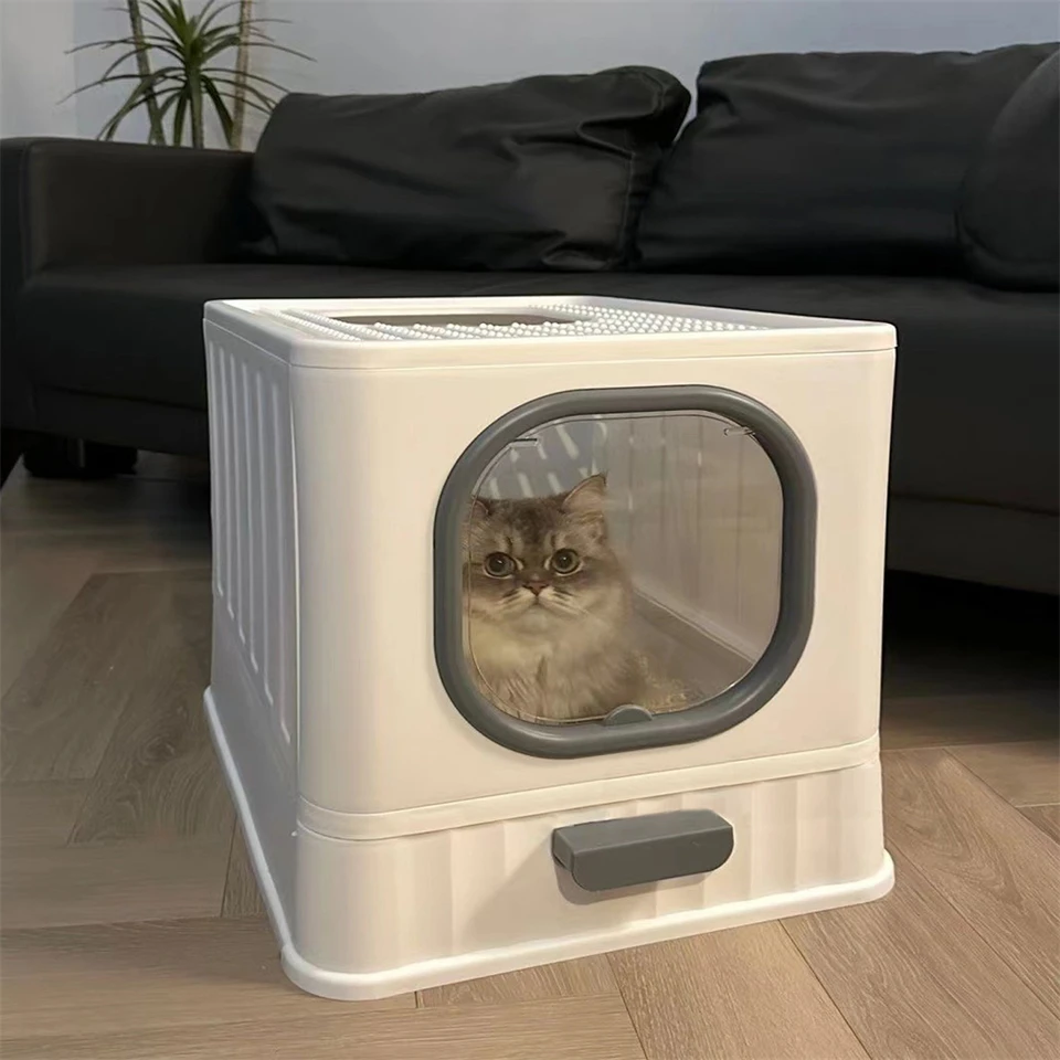 Leakproof Enclosed Cat Litter Box with Drawer