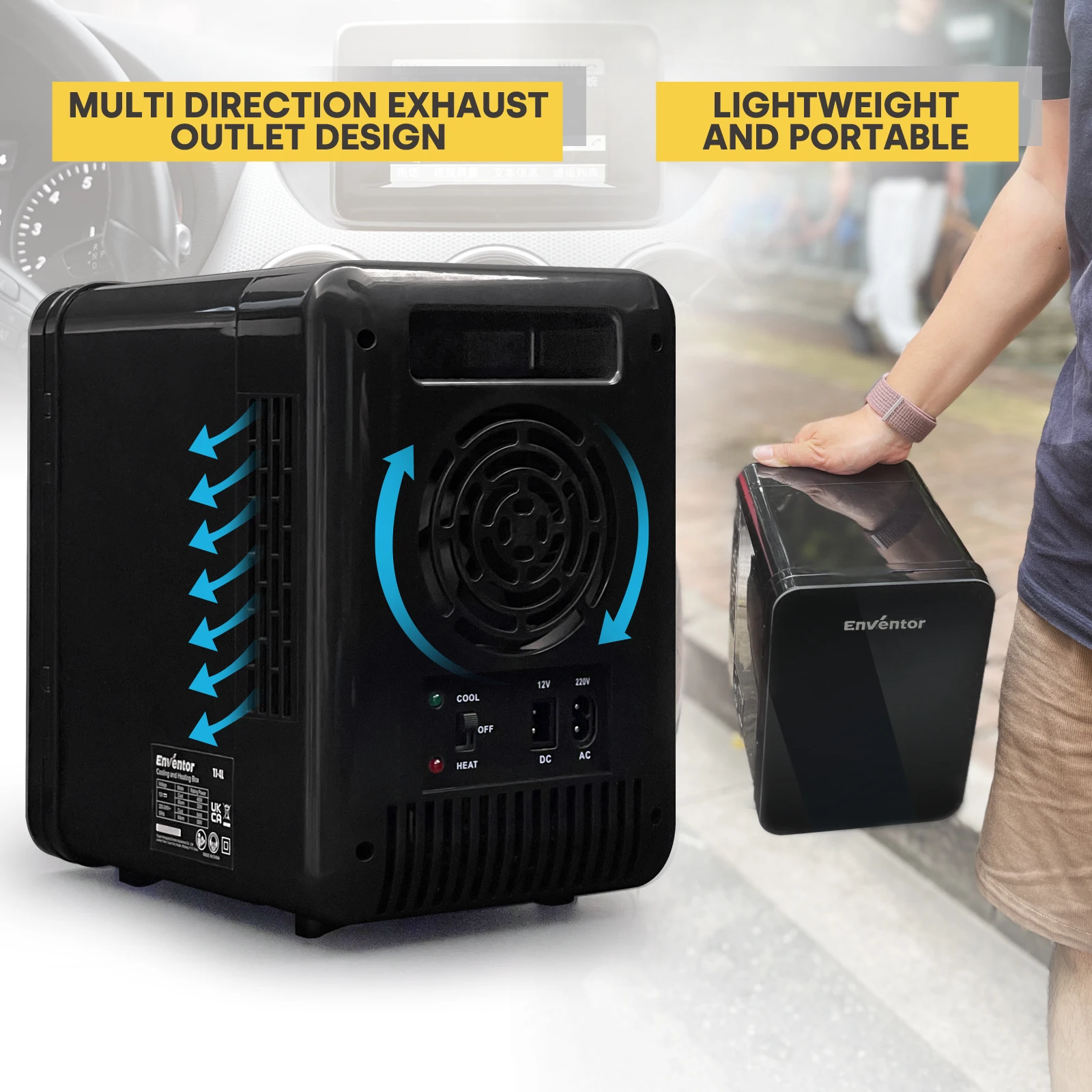 Enventor 4L Mini Refridgerator Portable Car Skincare Fridge Multi-functional Thermoelectric Cooler and Warmer For Summer Camping 5