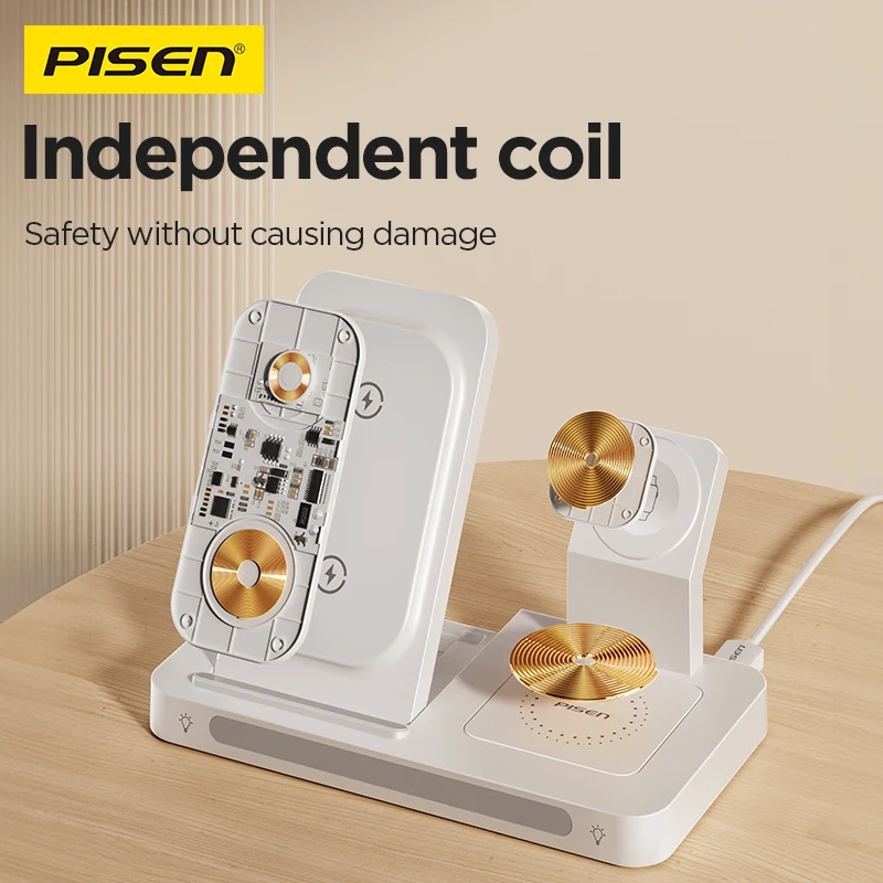 PISEN Wireless Charger 3-in-1 Foldable 15W