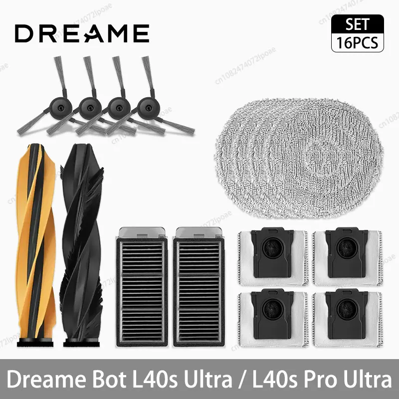 Replacement Accessories for Dreame Vacuum Cleaner: Main Side Brush, HEPA Filter, Mop Cloths & Dust Bag Set