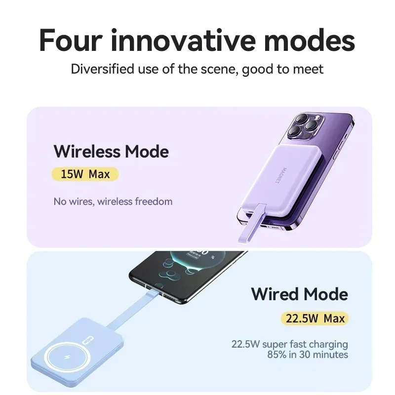 2025 New 30000mAh Mini Wireless Charger PowerBank 22.5W Fast Charging For iPhone Samsung Huawei Powerbank 5