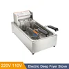 Commercial Fryer Stall Single-cylinder 12L Fast-Heating Snack Maker Electric Fryer Two Basket Large-capacity Fried Machine 1
