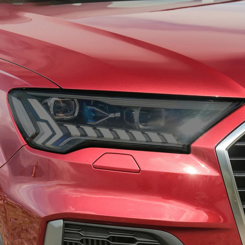 

2 Pcs Car Headlight Protective Film Smoked Black Tint Wrap Vinyl Transparent TPU Sticker For Audi Q7 2020 2021 SQ7 4M Facelift