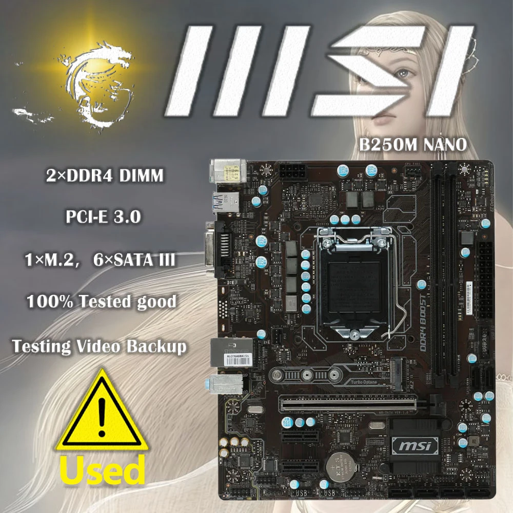 Scheda Madre Msi B250M Nano Usata 32Gb Lga 1151 Ddr4 Micro Atx
