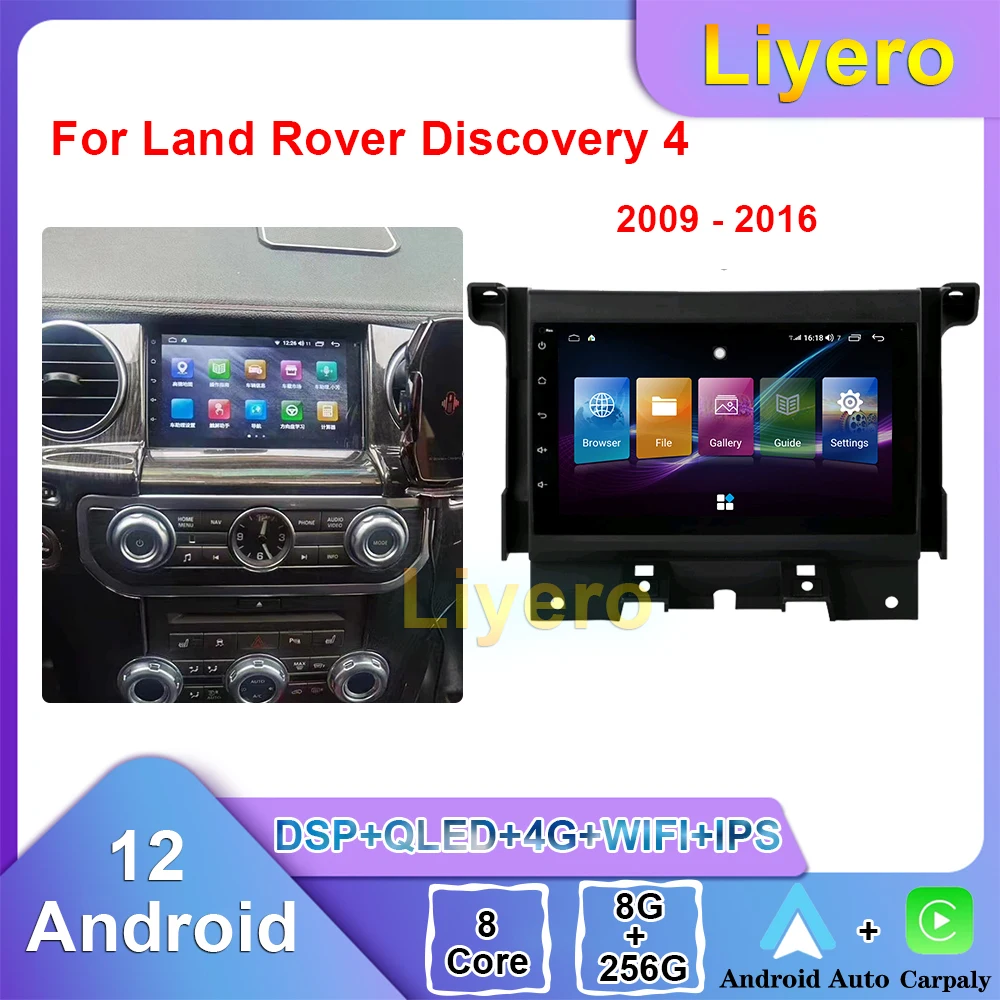

Liyero Car Radio For Land Rover Discovery 4 Range Rover Sport 2009-2016 CarPlay Android Auto GPS Navigation DVD Video Player 4G