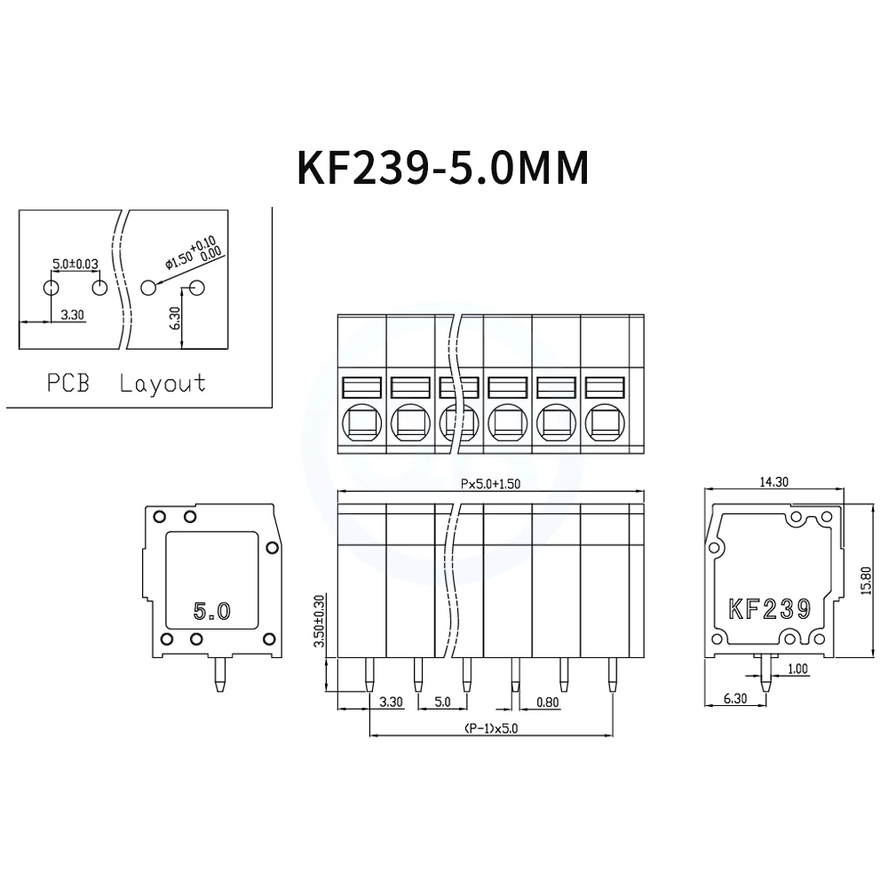 (5 Stück) KF239 3,5 mm 3,81 mm 5,0 mm 5,08 mm 7,5 mm 7,62 mm schraubenlos federbelasteter Schnelldraht-Leiterplattenklemmenblock, spleißbar 239 2–12 Pin – Detail 8