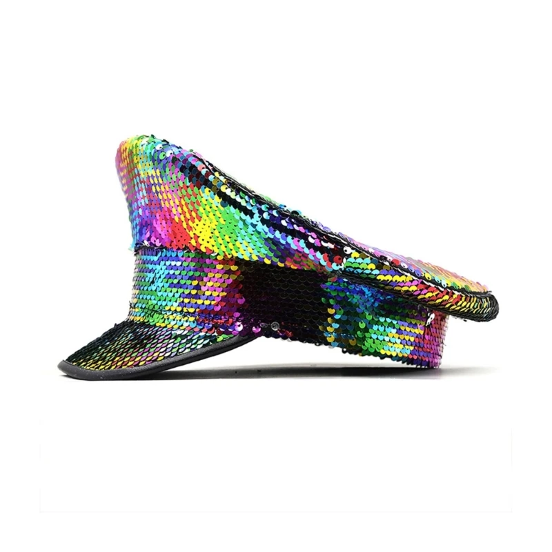 

Woman Wedding Sequins Hat Bride Hat Shinning Stage Performances Military Cap Drop shipping