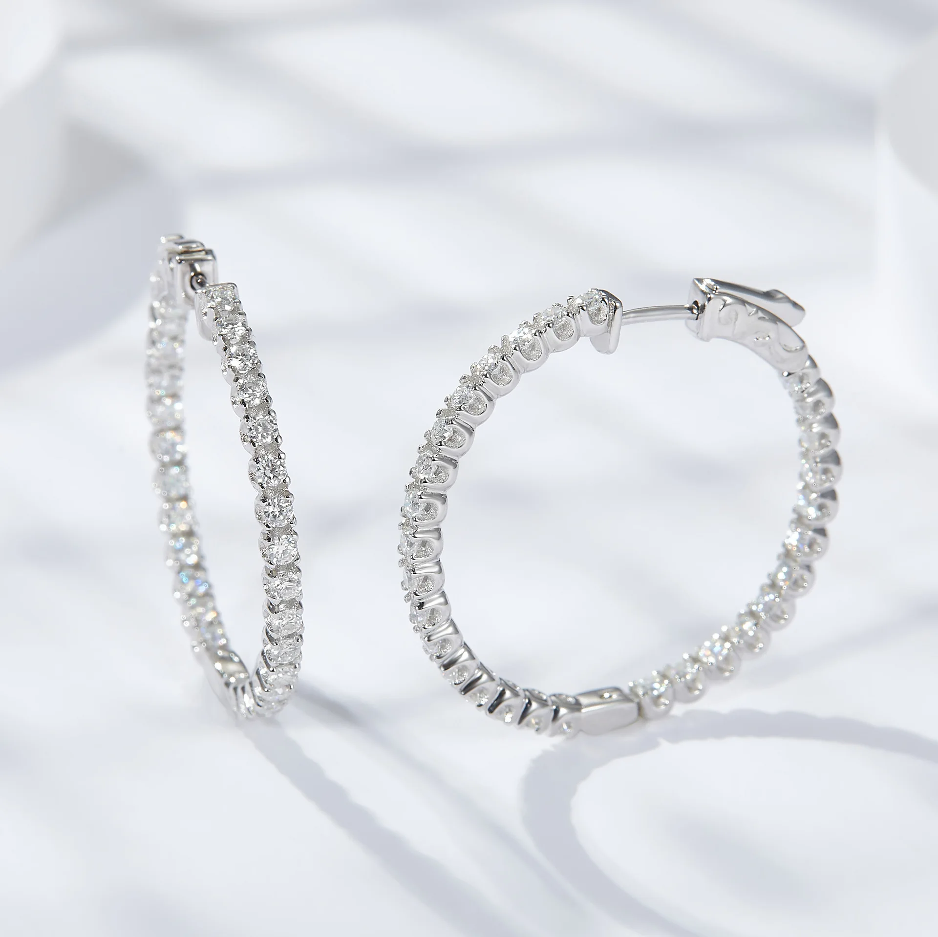 WUIHA 925 Sterling Silver Real GRA Moissanite Diamonds Wedding Engagement 30 MM Hoops Earrings Anniversary Gift Fine Jewelry 4