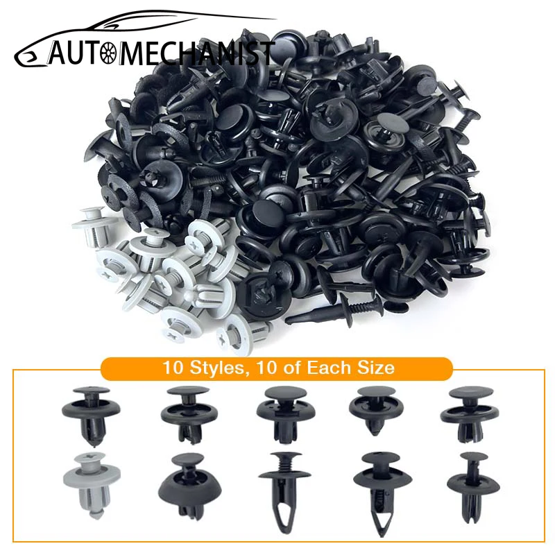 100pcs Car Bumper Fender Rivet Fasteners Screw Universal Plastic Car Repair Fastener Clips for BMW Audi Golf Opel Car Accessories Auto Fasteners Plastic Rivets