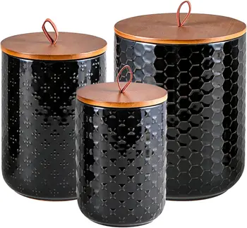 Black Ceramic Canister Set (3-Piece) 1