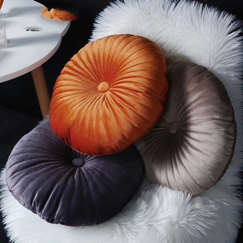 Ins Pumpkin Seat Cushion Dutch Velvet Throw Pillow Bay Cushion Round Tatami Dining Chair Bay Cushion Waist Cushion Throw Pillow 2