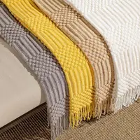 Khaki Gift Knitted Blanket with Tassels Chunky Vintage Luxury Farmhouse Throw Bedspread Oversized Blanket Cover Manta Para Sofá 5