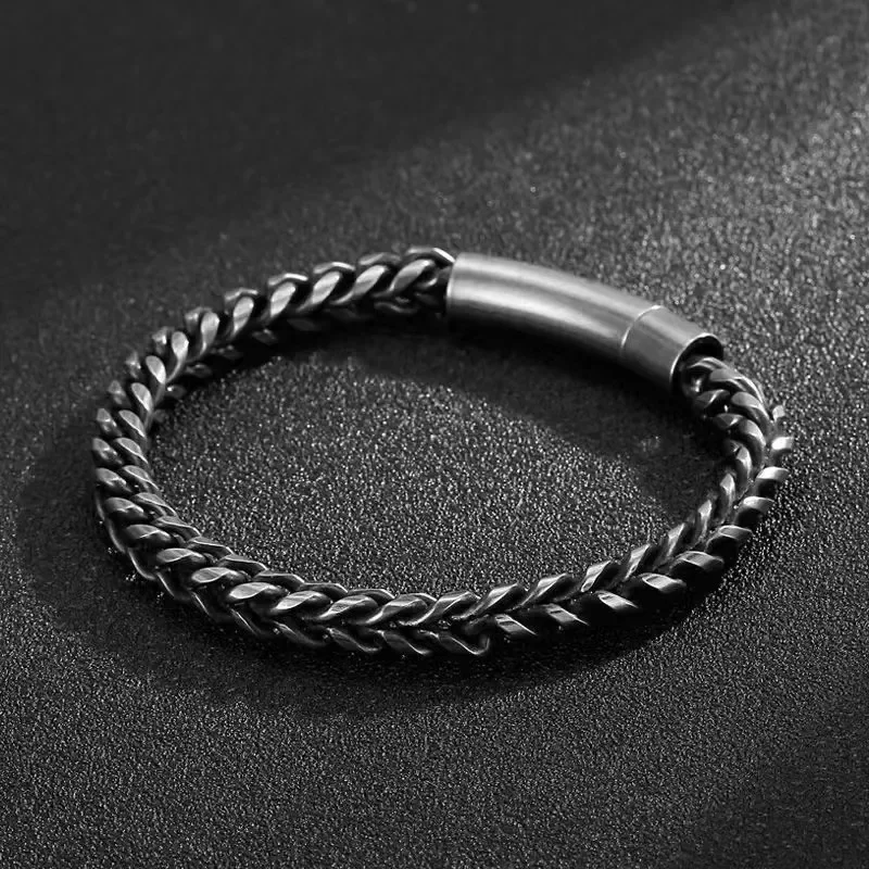 

CHUANGCHENG Retro Fashion Minimalist Hip-hop Punk Stainless Steel Bracelet Men's Personalized Versatile Keel Chain