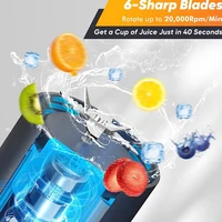 Presse-agrumes portable de 450ml, mélangeur de smoothie domestique sans fil rechargeable par USB avec lames en acier inoxydable 4