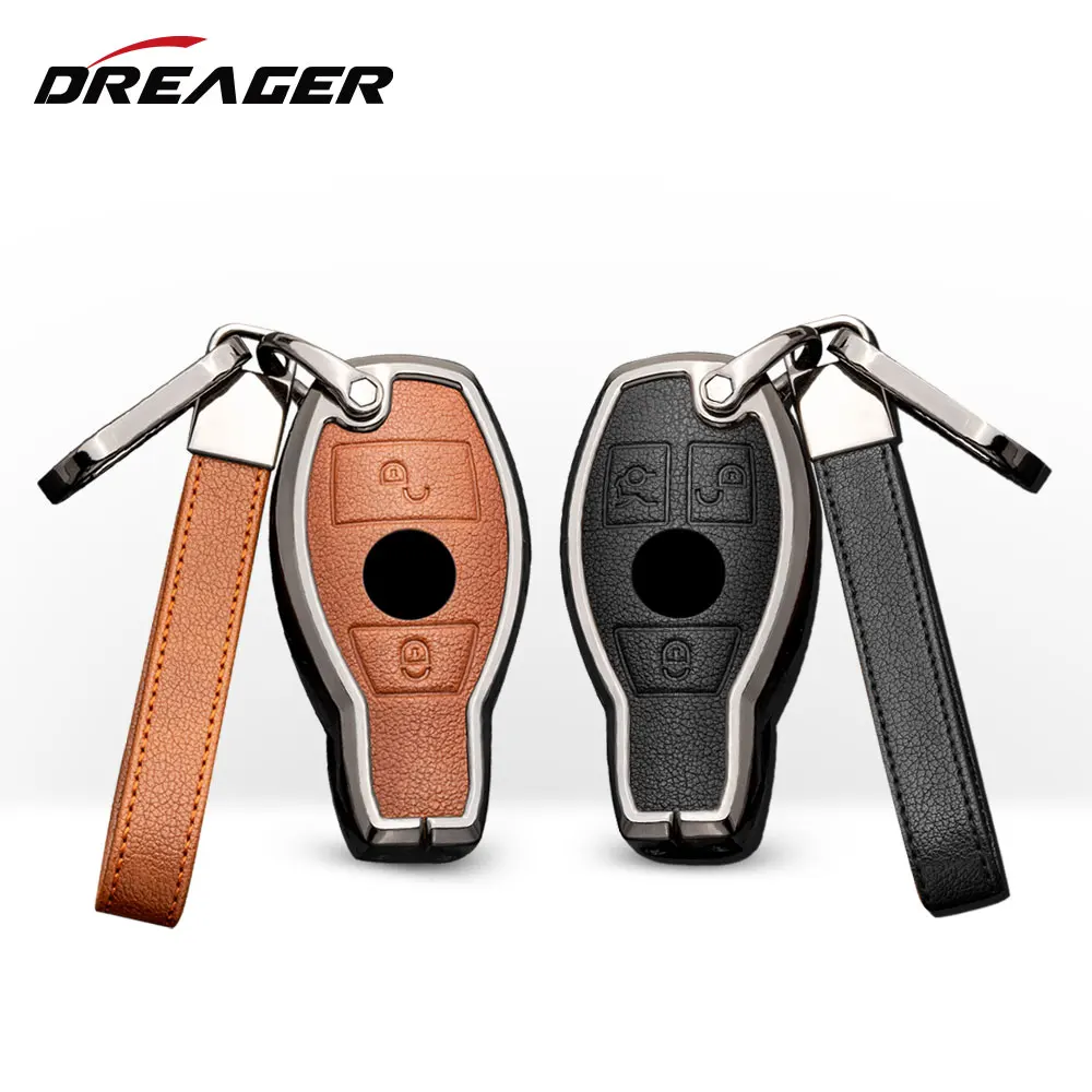 

2/3 Button Key Case for Mercedes Benz W205 W203 W204 W212 A B C S E R Class W176 Glk Clk Cla Key Fob Cover Shell Alloy Leather