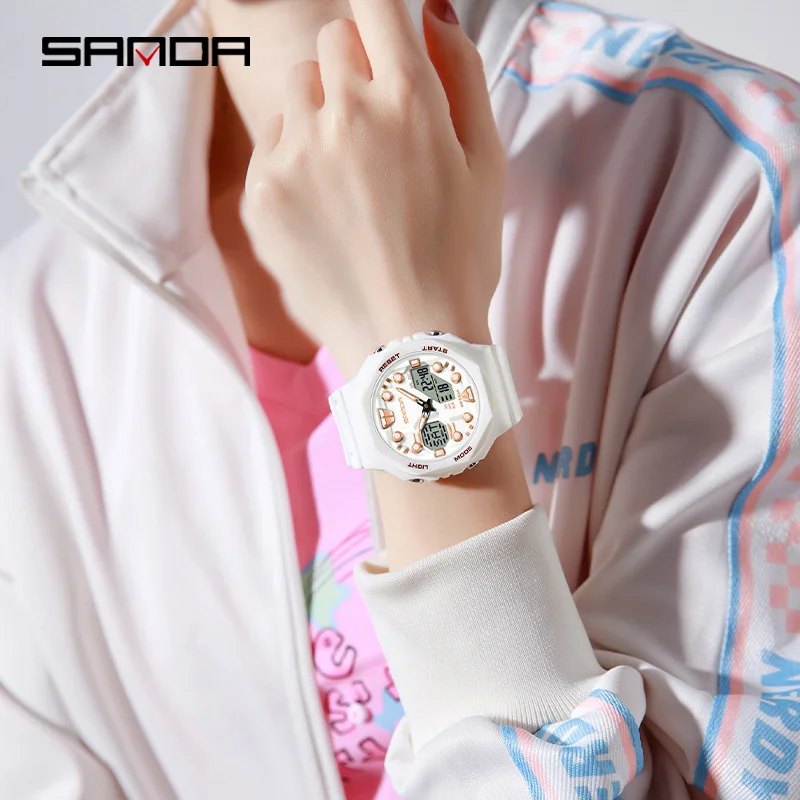 SANDA 6200 Stopwatch Wristwatch Alarm LED Light Digital Watches Men's Sports Watch Military Watches Men Watch 50M Waterproof 6