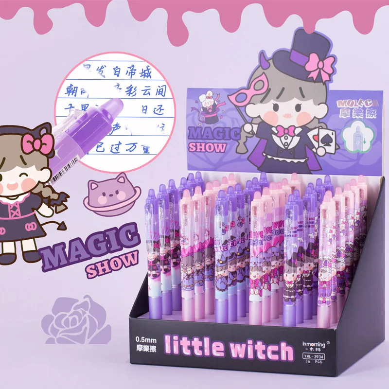 

36 pcs/lot Kawaii Girl Erasable Gel Pen Cute 0.5mm Blue Ink Pens Gift Stationery Office School Supplies Wholesale