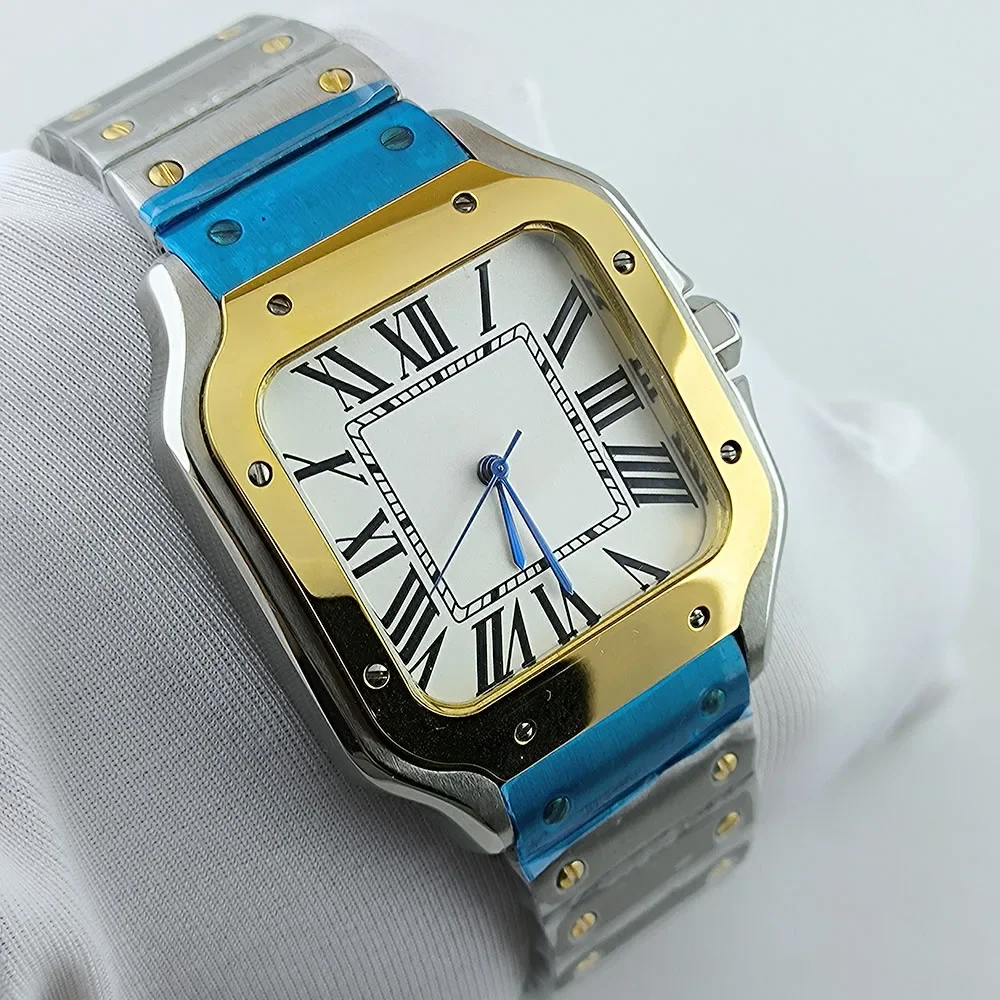 

Classic Square Case Men's Watch Folding Buckle Roman Dial Stainless Steel Fully Automatic Quartz Couple Watch Free Shipping