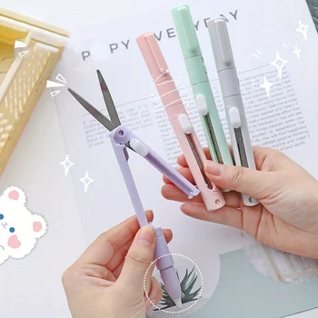 Forbici pieghevoli multifunzione 2 in 1 con coltello a penna, taglierino per carta, coltello multiuso, strumenti da taglio per fai da te, artigianato artistico, cancelleria scolastica