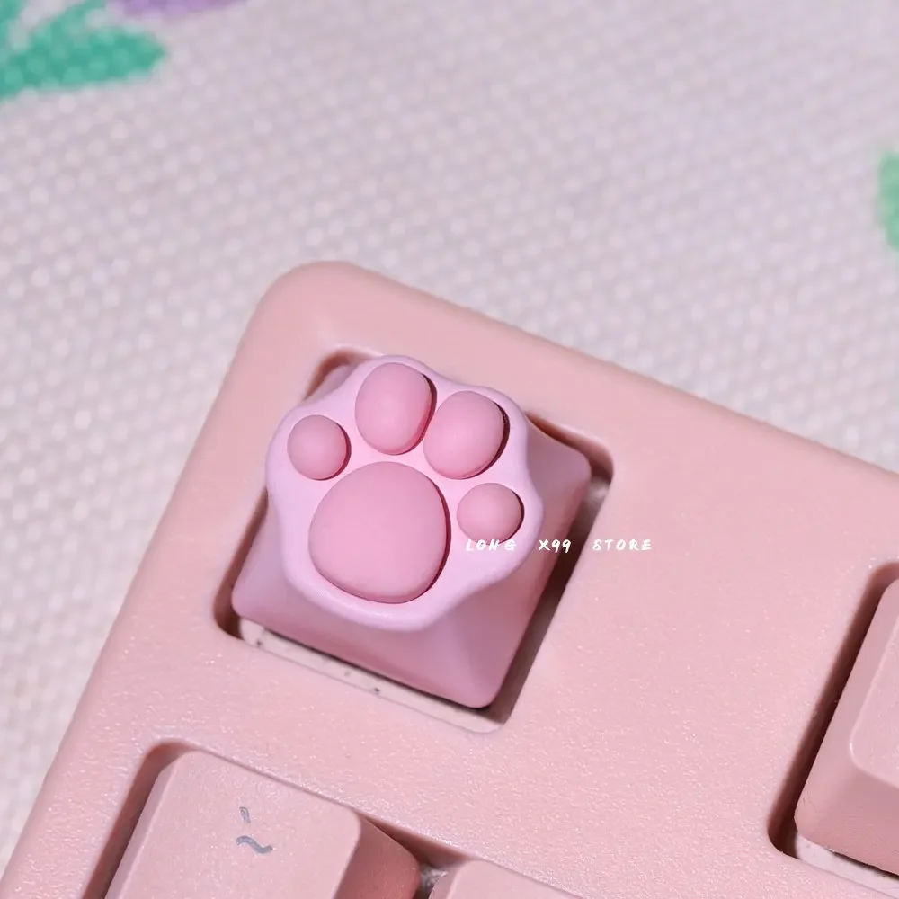 Cute Cartoon Silicone Keyboard Cap Artisan Cat Paws Pad Soft Feel Pink Keycaps para Cherry mx Switches Personality Diy - Imagem 2