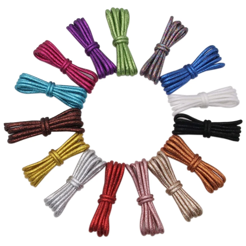 Pure Color Rounded Metallic Shoelaces Glitter Bootlaces Flashing Shiny Fashion Latchet Pearlized For Sports Canvas