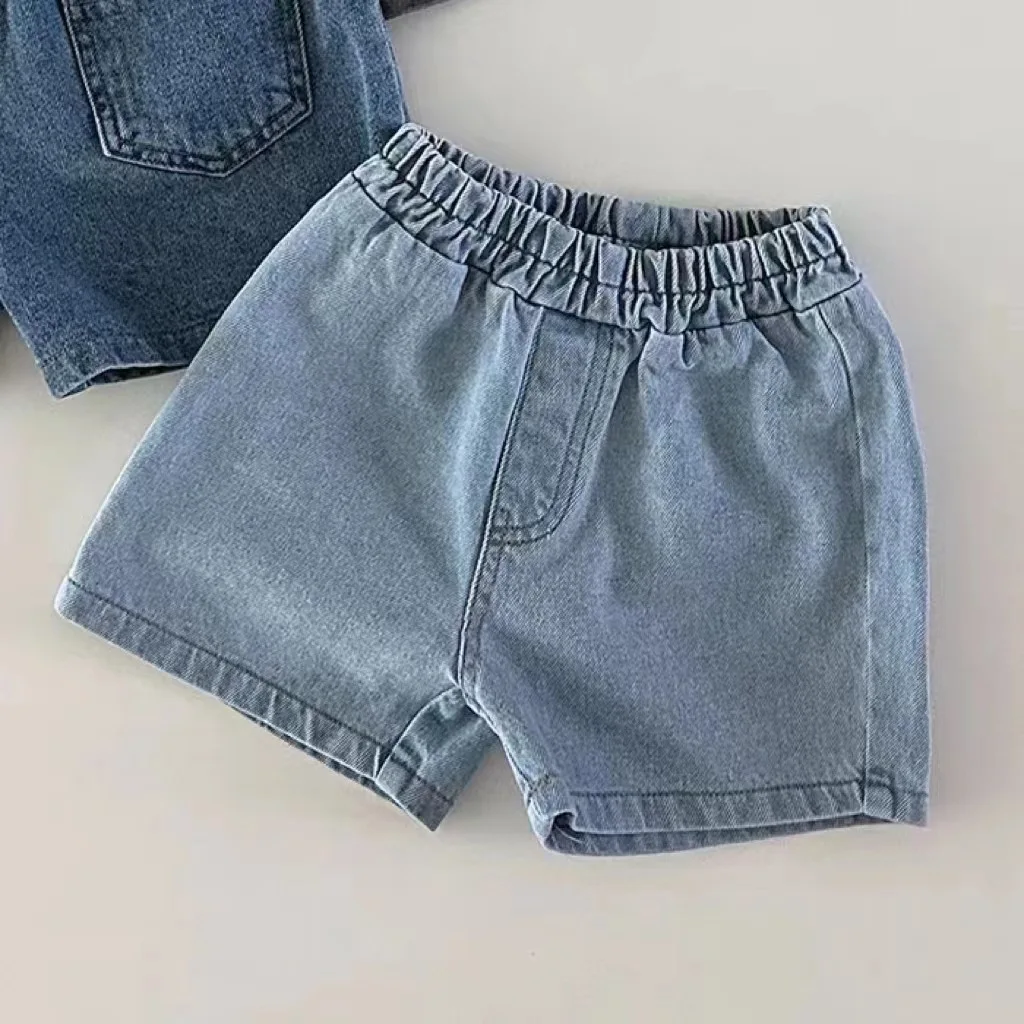 Summer Baby Denim Shorts Solid Boys Girls Pocket Pants Infant