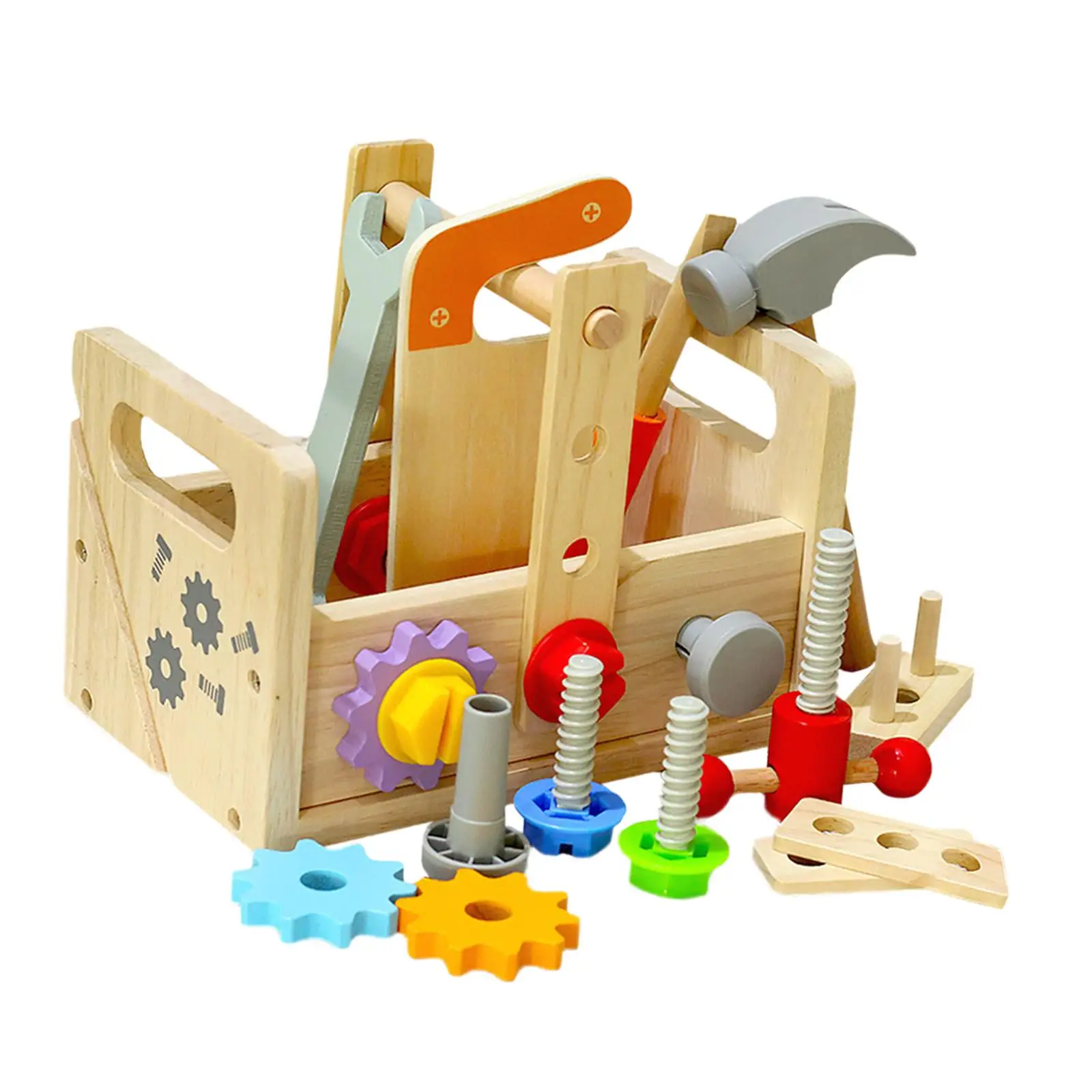 

Wooden Tool Set Educational Learning Tool Kits for Kid for Construction Skills Matching Patterning Problem Solving Holiday Gifts