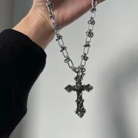 Vintage Punk Style Y2k Men and Women Twisted Cross Pendant Necklace Gothic Irregular Pattern Personality Trend Jewelry - Image 5