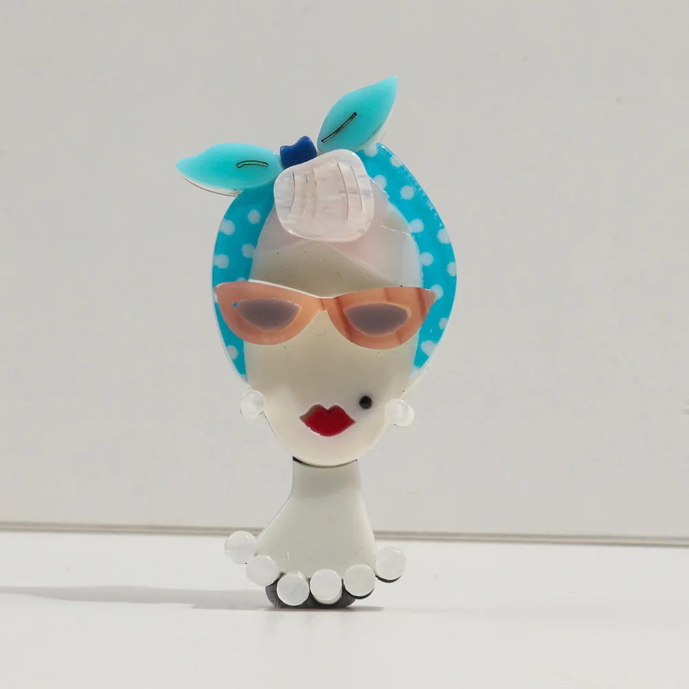 여성을위한 새로운 아크릴 그레이스 레이디 브로치 귀여운 활 머리띠 소녀 그림 배지 핀 사무실 보석 의류 액세서리 선물