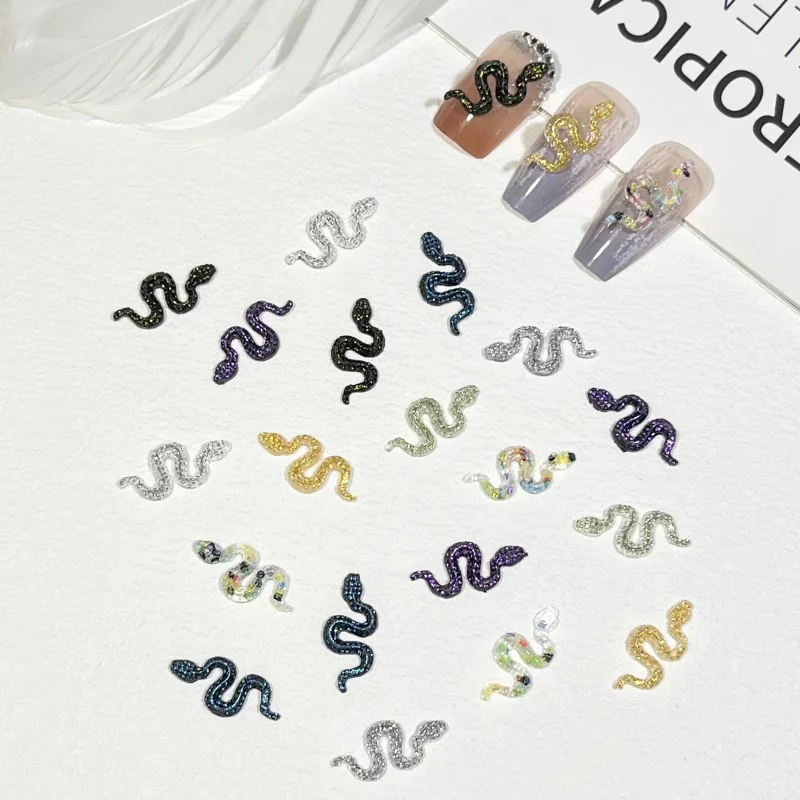 

50pcs Mini Kawaii Cartoon Cute Colorful Snake Resin Scrapbook Rhinestones 3D For DIY Manicure Accessories Nail Art Decoration