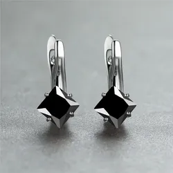 Elegant Champagne Crystal Zircon Hoop Earrings in Rose Gold (Silver Black)