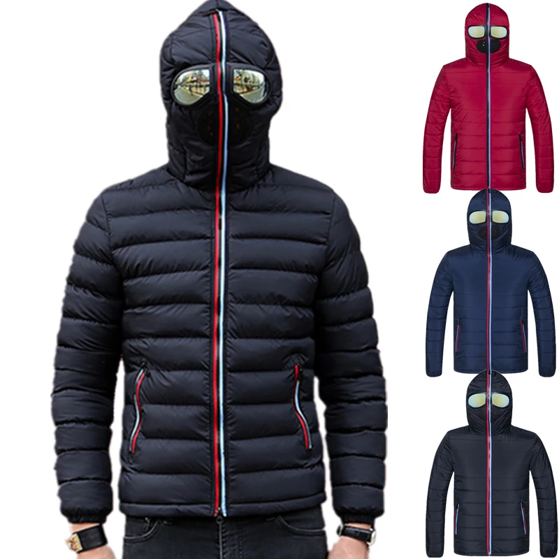 

Winter Overcoat Hooded with Glasses Warm Jackets brand Men Down Jacket Casual Outwears Coat man jacket waterproof outdoor jacket