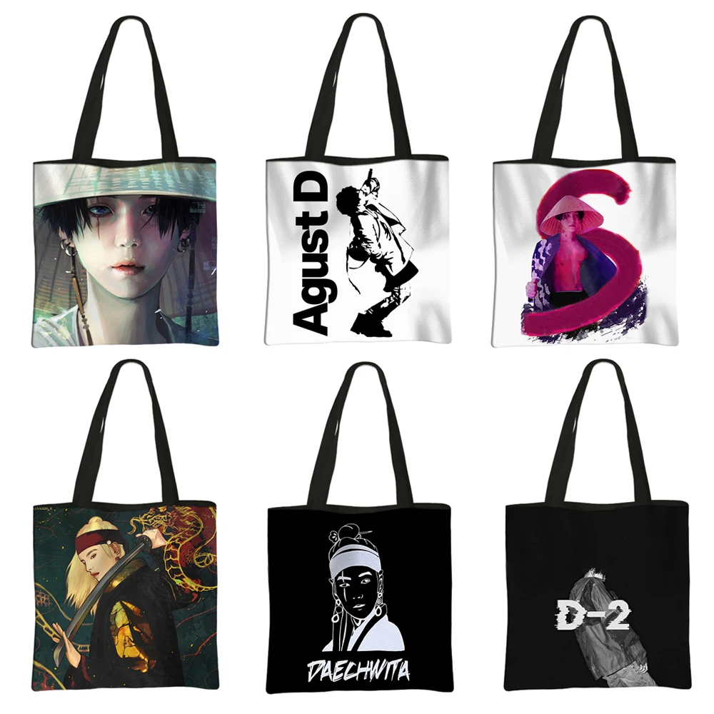 Korean KPOP Agust D Print Tote Bag D-2 Daechwita Women Handbag