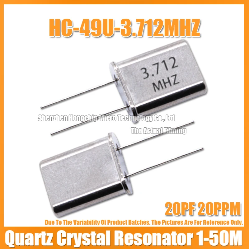 5PCS HC-49U 3.712M 3.712MHZ DIP-2 Quartz Passive Crystal Resonator 20PF 20PPM