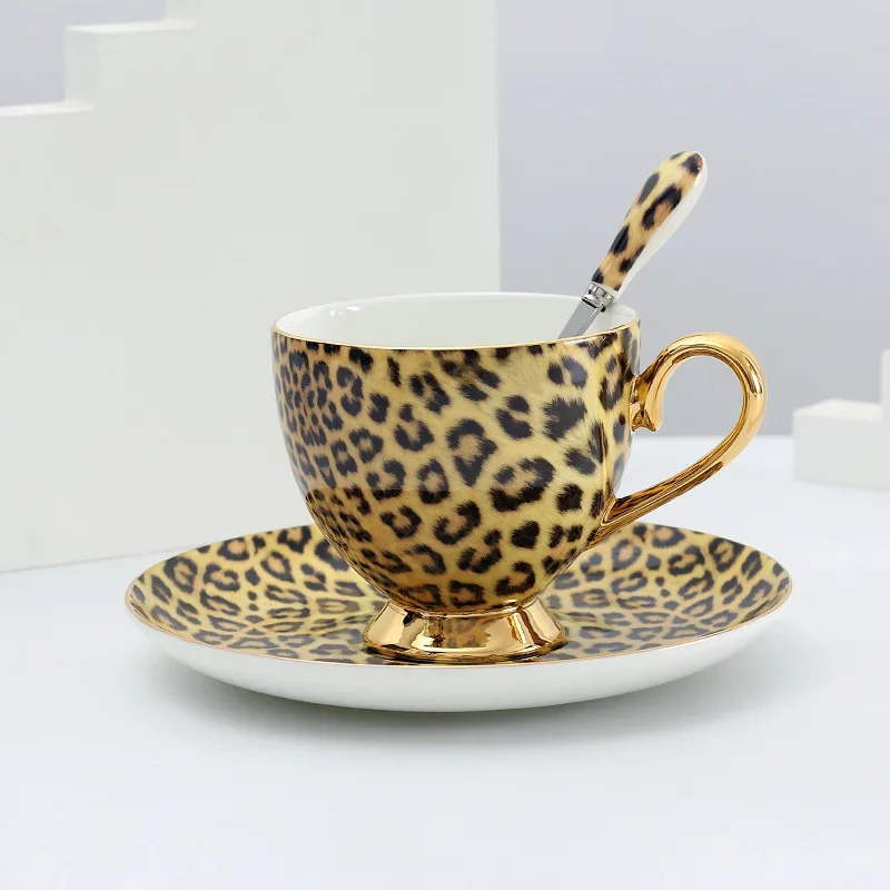 Porcelain Coffee Mugs and coffee cups Dinner Plate Sets Bone China Tableware Drinkware Leopard Luxury Designs