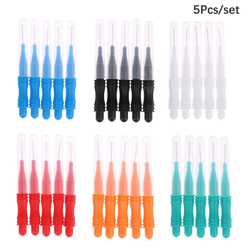 

5pcs Interdental Brush Curved Interdental Brush Cleaning Tooth Socket For Orthodontics Use Head