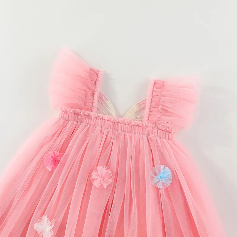 Toddler Kids Baby Girls' Summer Tulle Dress Butterfly Flower Princess Mesh Bow Wings Dress for Girls Birthday Party Mesh Dresses