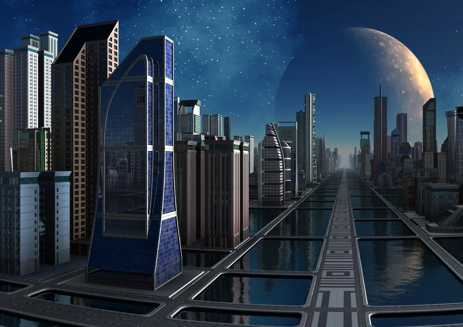 

Потрясающий футуристический городской пейзаж, печатный художественный холст, плакат для гостиной, Декор, домашняя Настенная картина