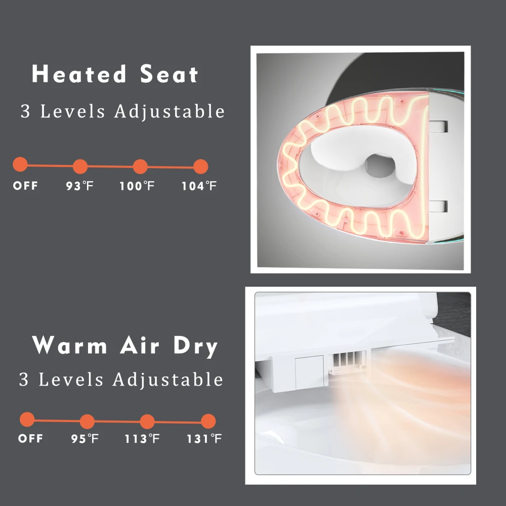 Unique Smart Toilet with Bidet Built In, Intelligent One Piece Toilet For Modern Bathroom, Auto Open/Close Seat, Foot Sensor 5