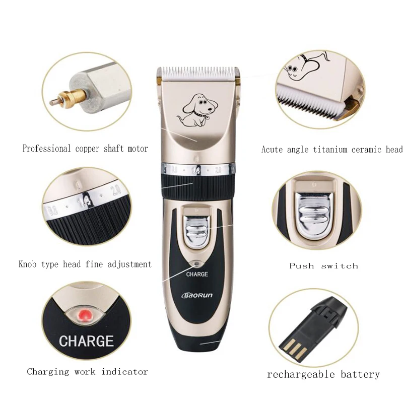 Electric Hair Clipper For Dogs Cat Professional LCD Screen Pet Trimmer Clippers Rechargeable Electric Trimmer BaoRun P2