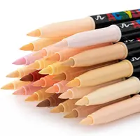 12/24 Colors Straight Liquid Soft Bush Markers Skin Tone Markers Pens,Nylon Soft head Acrylic Markers,Waterproof Pen Soft brush 1