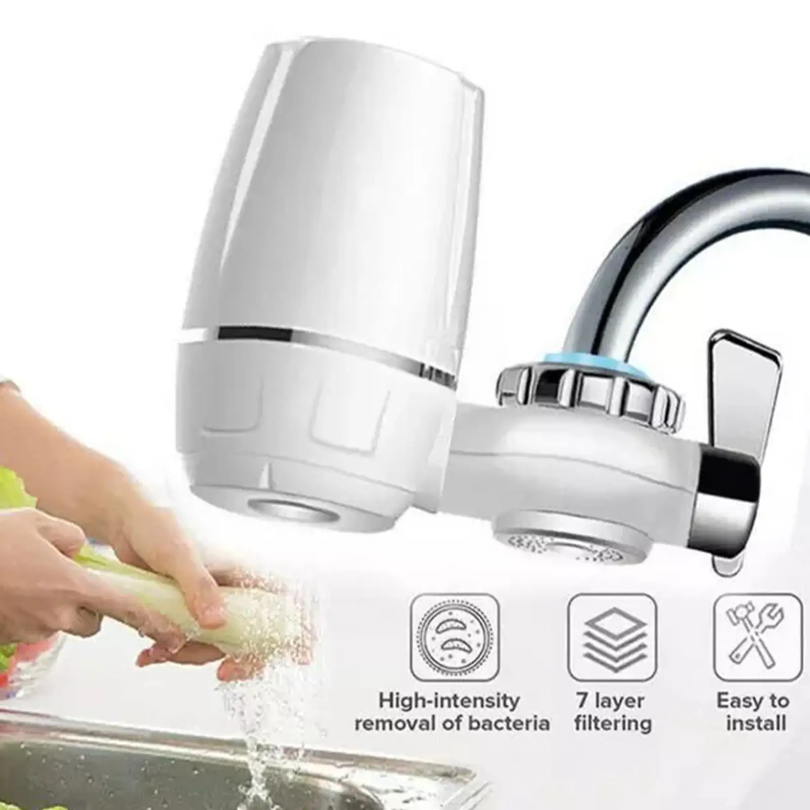 Faucet Water Purifier With Washable Ceramic Filter Cartridge Tap Water Filter For Household Kitchen Faucet Percolator K3X0