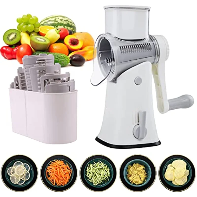 

Newest Vegetable Cutter Slicer with 5 Set Blades Potato Carrot Slicing Thick Wire Wavy Grinding Garlic Cheese Chopper Kitchen