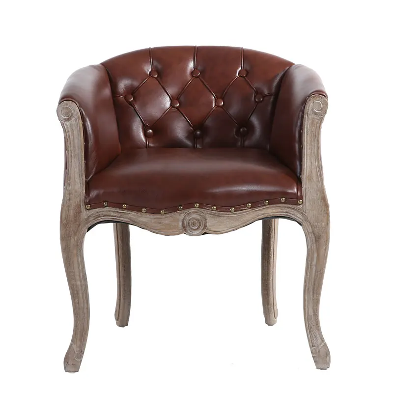 

Sofa chair European and American retro solid wood high-grade study chair Club coffee bar leisure chair Wai chair balcony single
