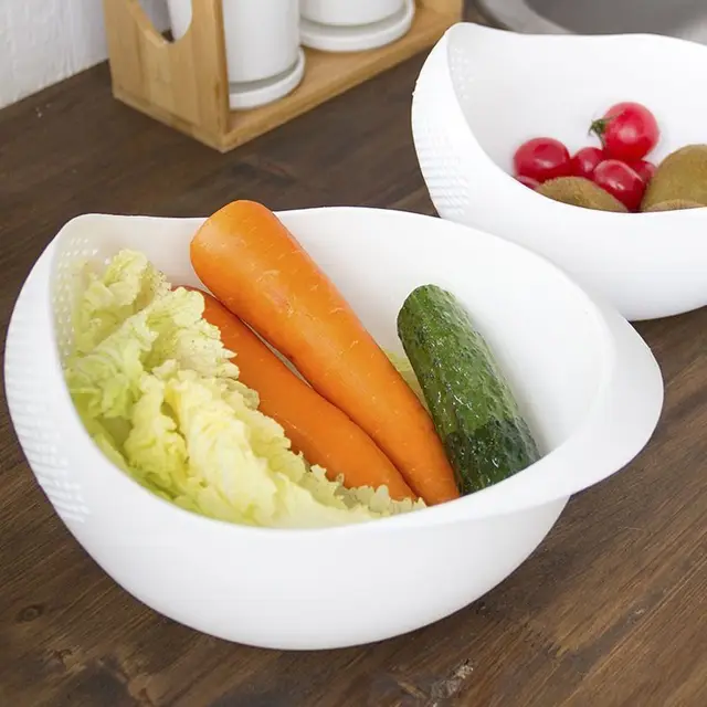 1 Piece Small Cleaning Gadget Multi-purpose Food Grade Plastic Rice Beans Peas Washing Filter Strainer Basket Sieve Drainer 5