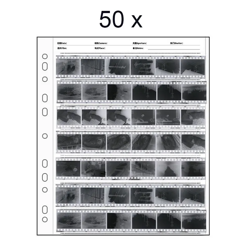 측면에 구멍이 있는 35mm 보관 페이지, 35mm 120 필름 네거티브용 보관 시트 7x6(50팩)